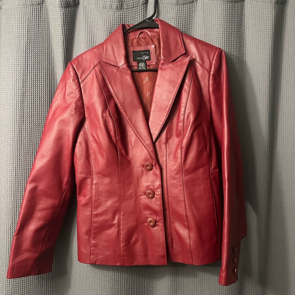 Maroon Vintage Leather Red Blazer